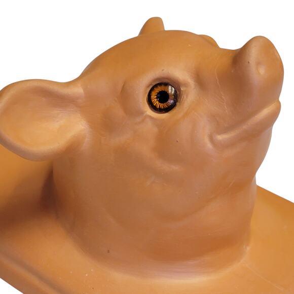 VTG Terracotta Pig Wall Hanging 3D Glass Eyes Farmhouse Home Decor Ceramic 3.5x7 - Picture 5 of 7